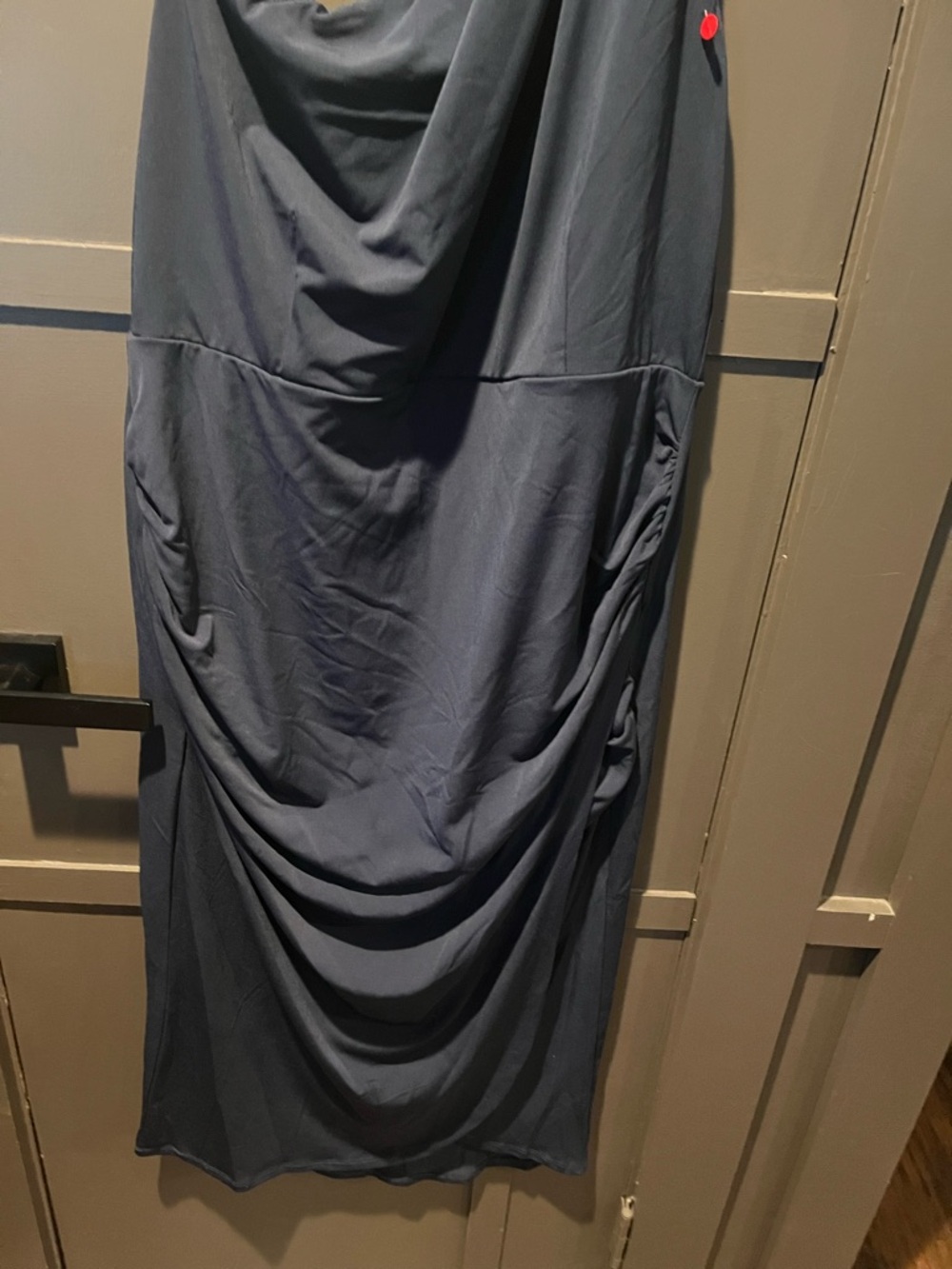 Nordstrom Socialite One-Shoulder Navy Ruched Midi Dress Size XL NEW - Picture 6 of 7